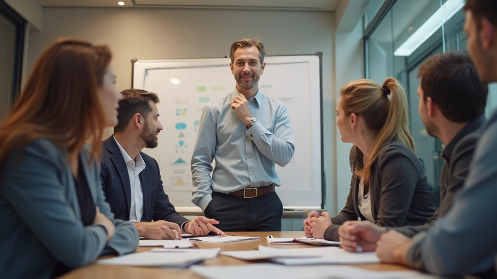 Команда молодых профессионалов проводит мозговой штурм в конференц-зале