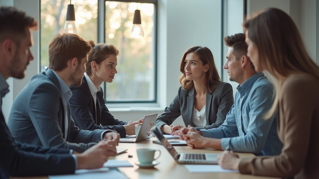 Команда молодых профессионалов проводит мозговой штурм в конференц-зале