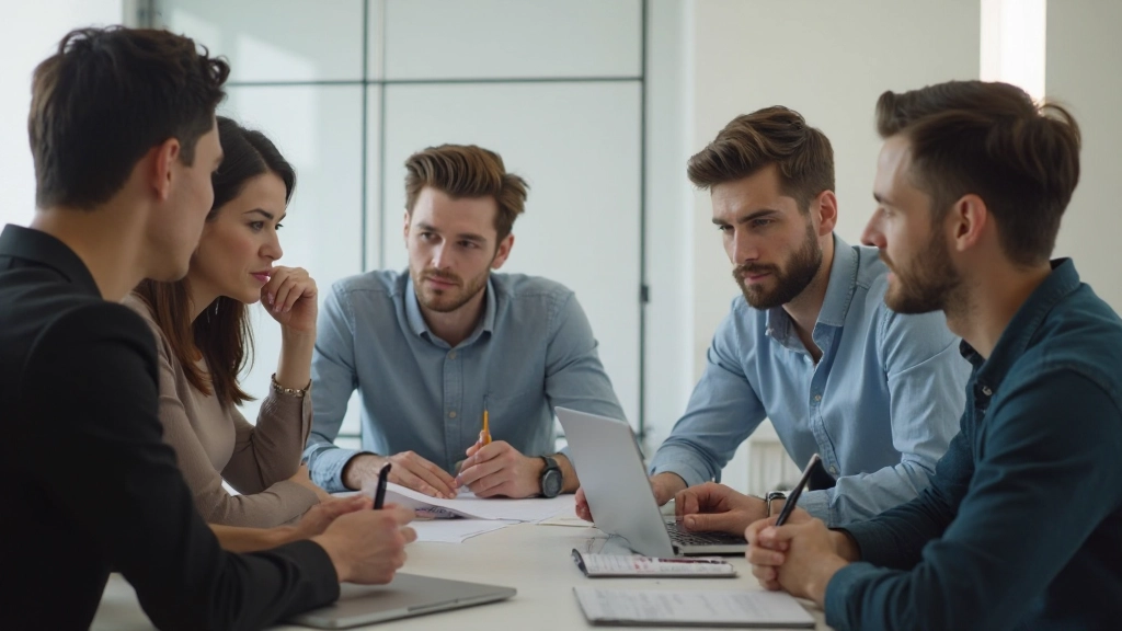 Команда стартапа на встрече обсуждает проект